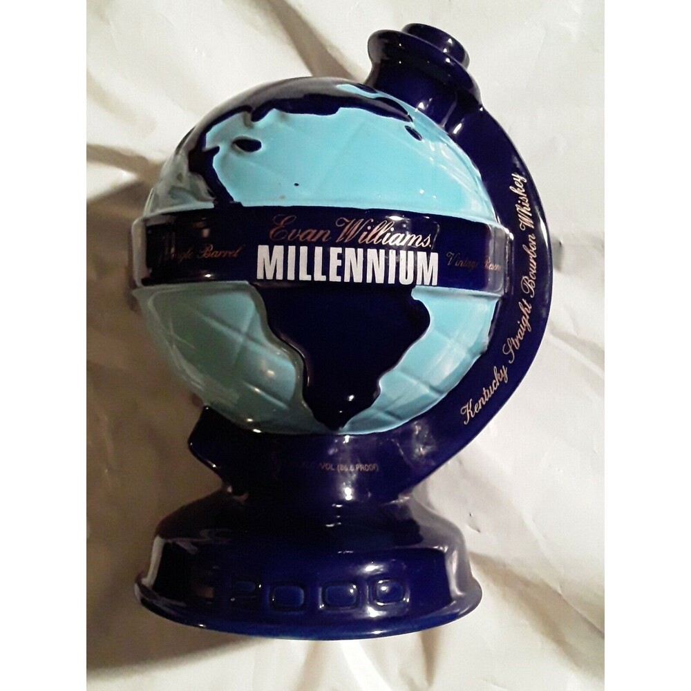 EVAN WILLIAMS 2000 LIMITED EDITION MILLENNIUM BOURBON DECANTER ~ WORLD GLOBE